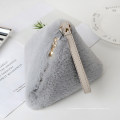 Fashion Warm and Lovely Simple Plush Rabbit Fur Bag Triangle Handbag